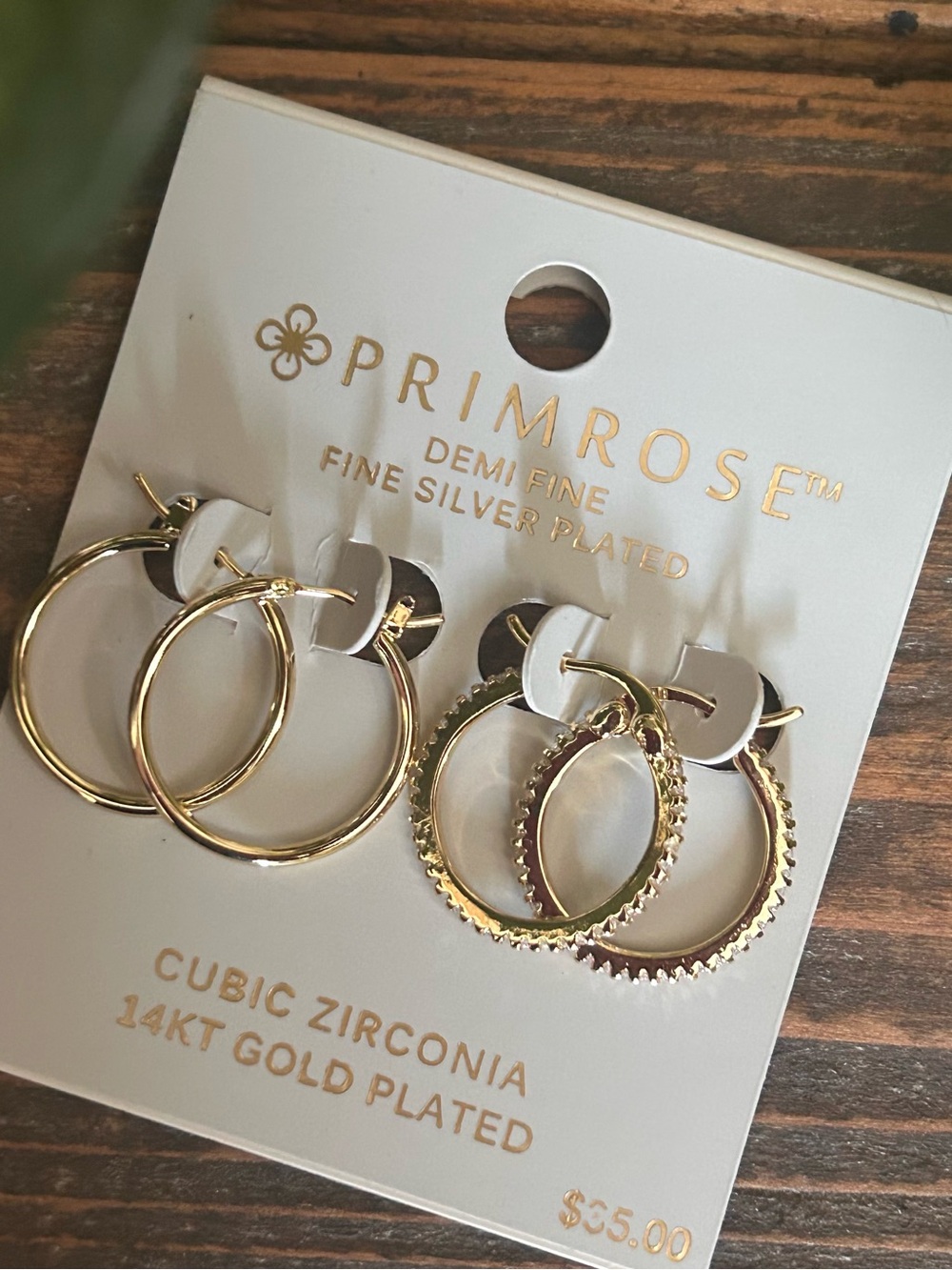 Primrose 14kt Gold-Plated Cubic Zirconia Hoop Earring Set